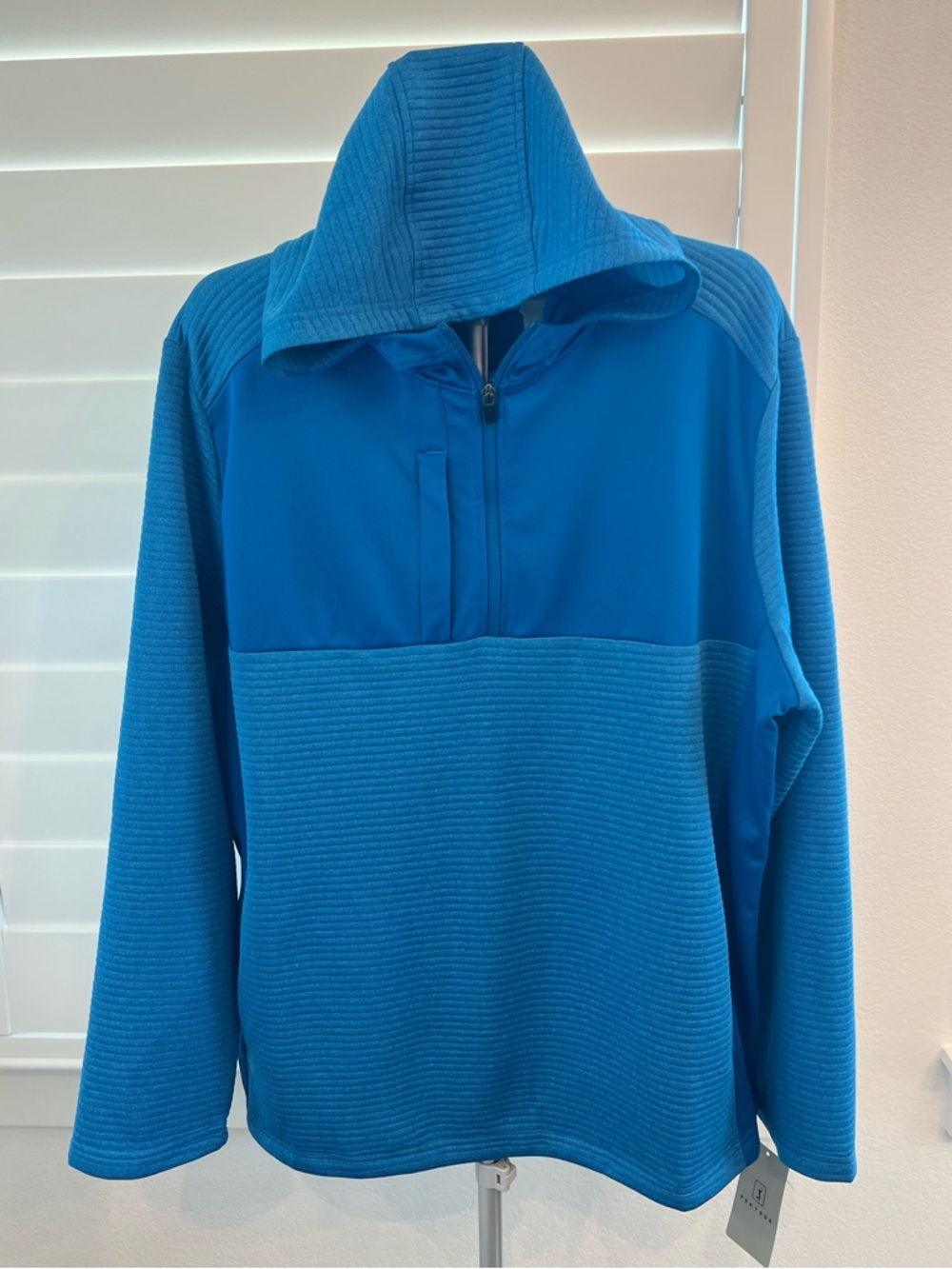 PGA Tour Imperial Blue Textured Half-Zip Pullover